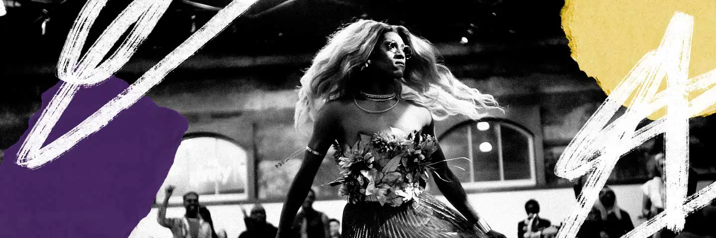 A photo collage featuring an image of a performer from the first Black Fantasy Ball